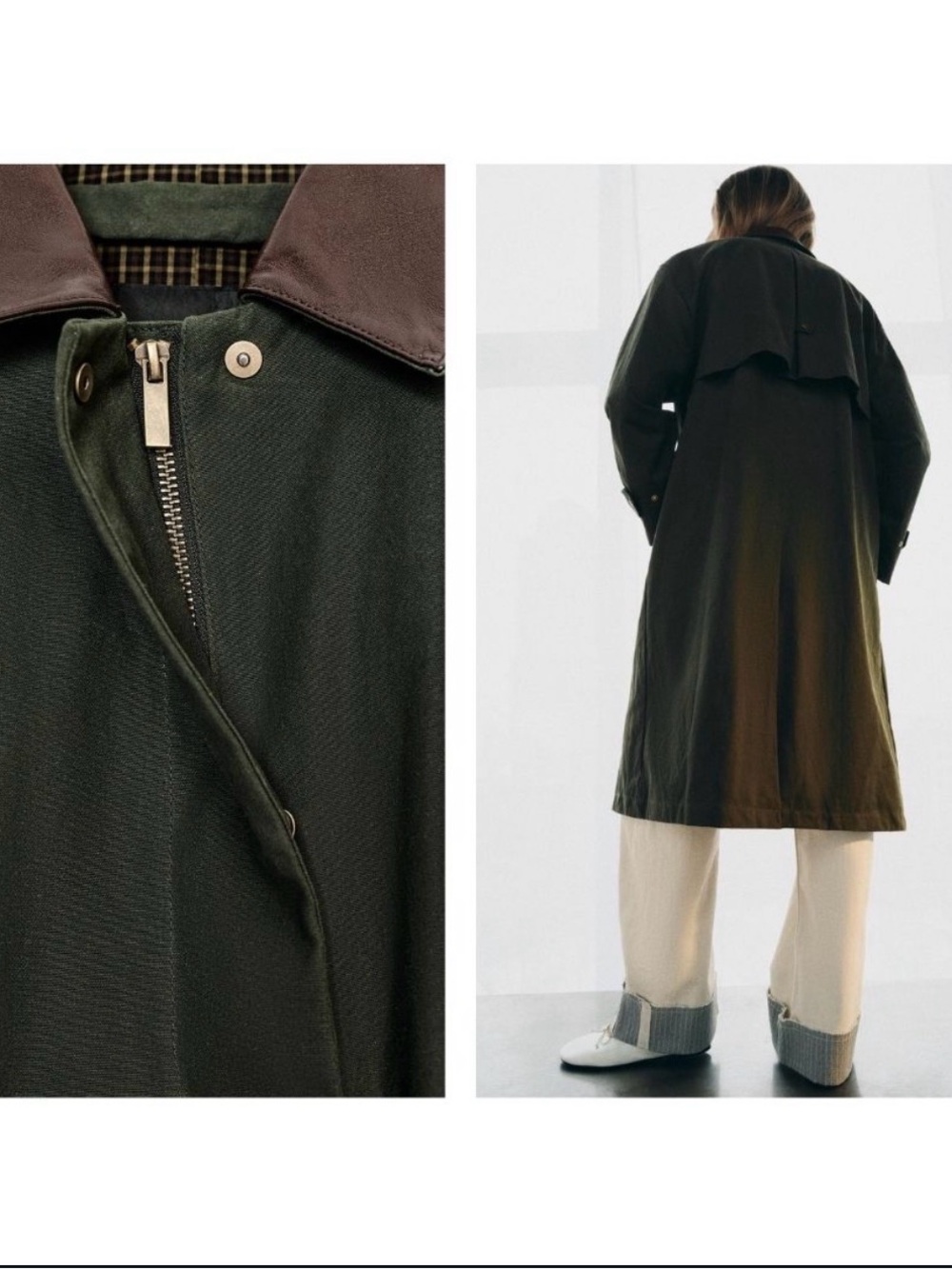 ZARA ZW Collection Trench Coat Faux Leather Color NWT ❗️